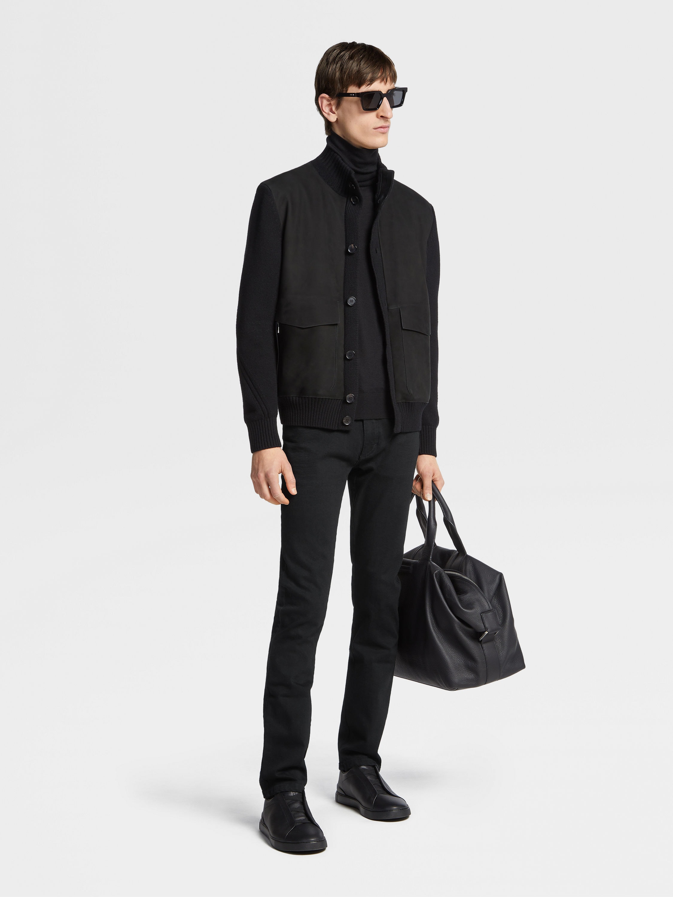 Black Rinse-washed Stretch Cotton Roccia Jeans Product detail photo #5