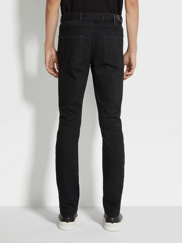 Black Rinse-washed Stretch Cotton Roccia Jeans Product detail photo #4