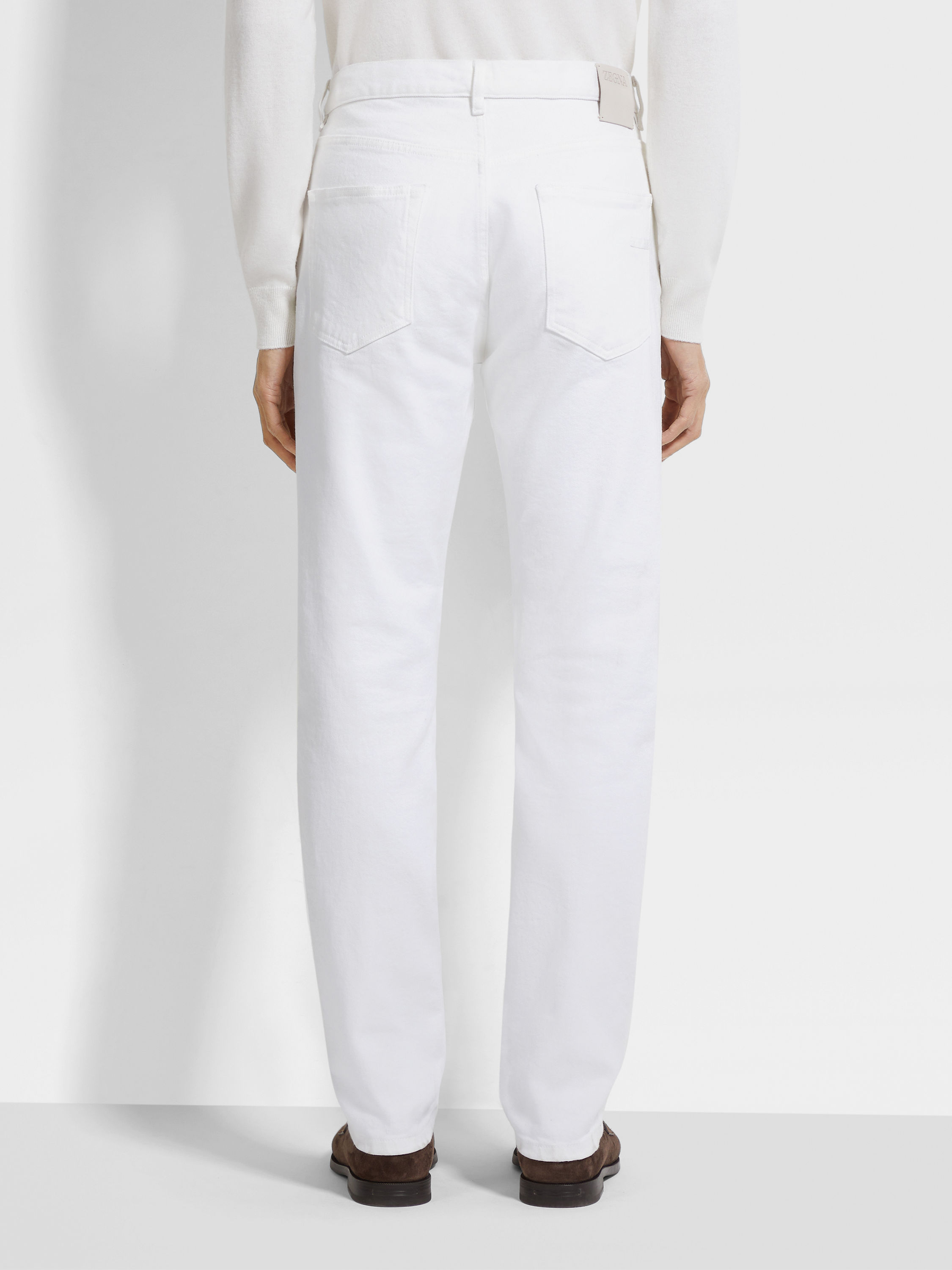 White Rinse-washed Stretch Cotton Roccia Jeans Product detail photo #5