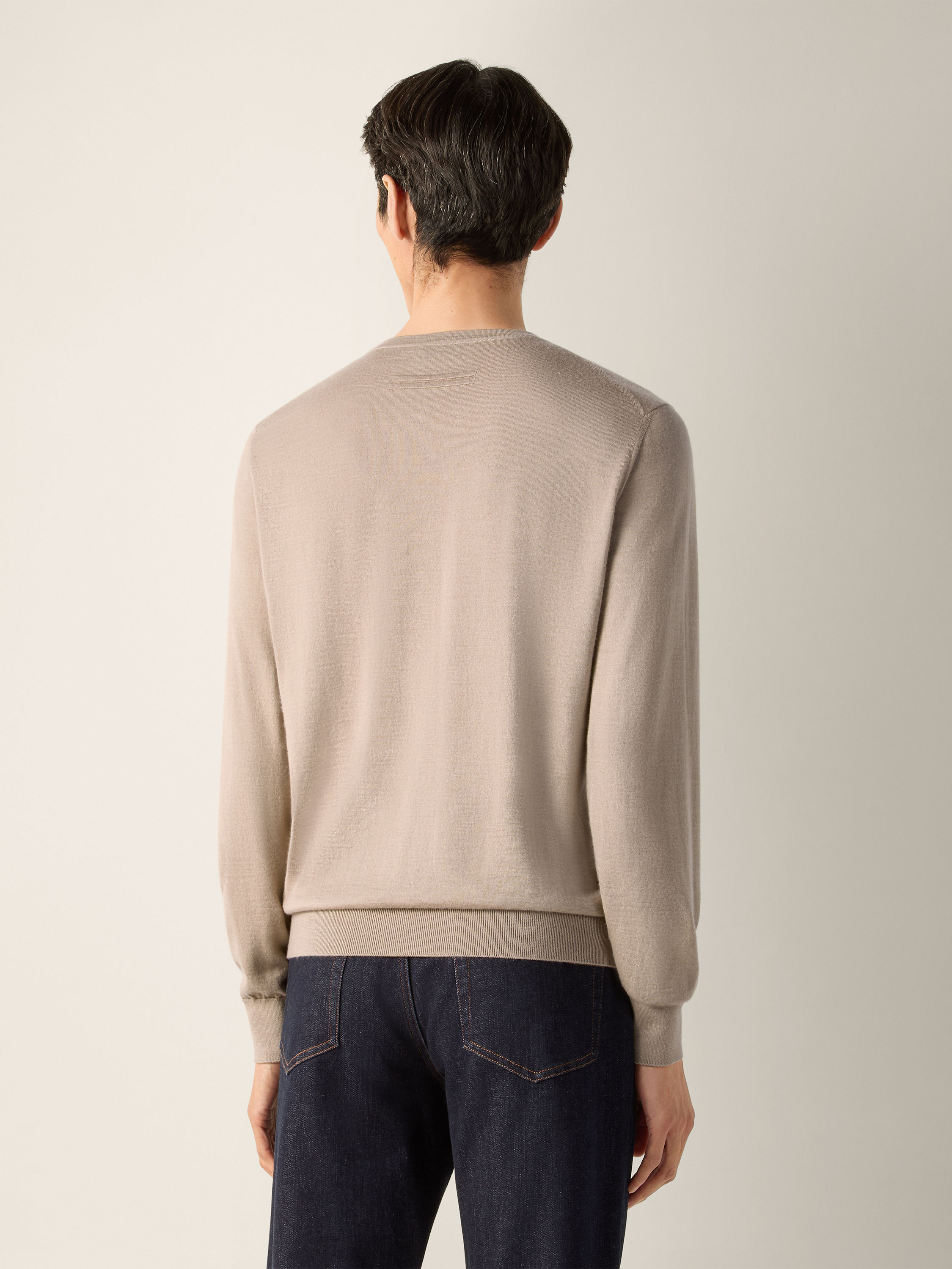 Light Taupe Mélange Cashseta Crewneck Product detail photo #5
