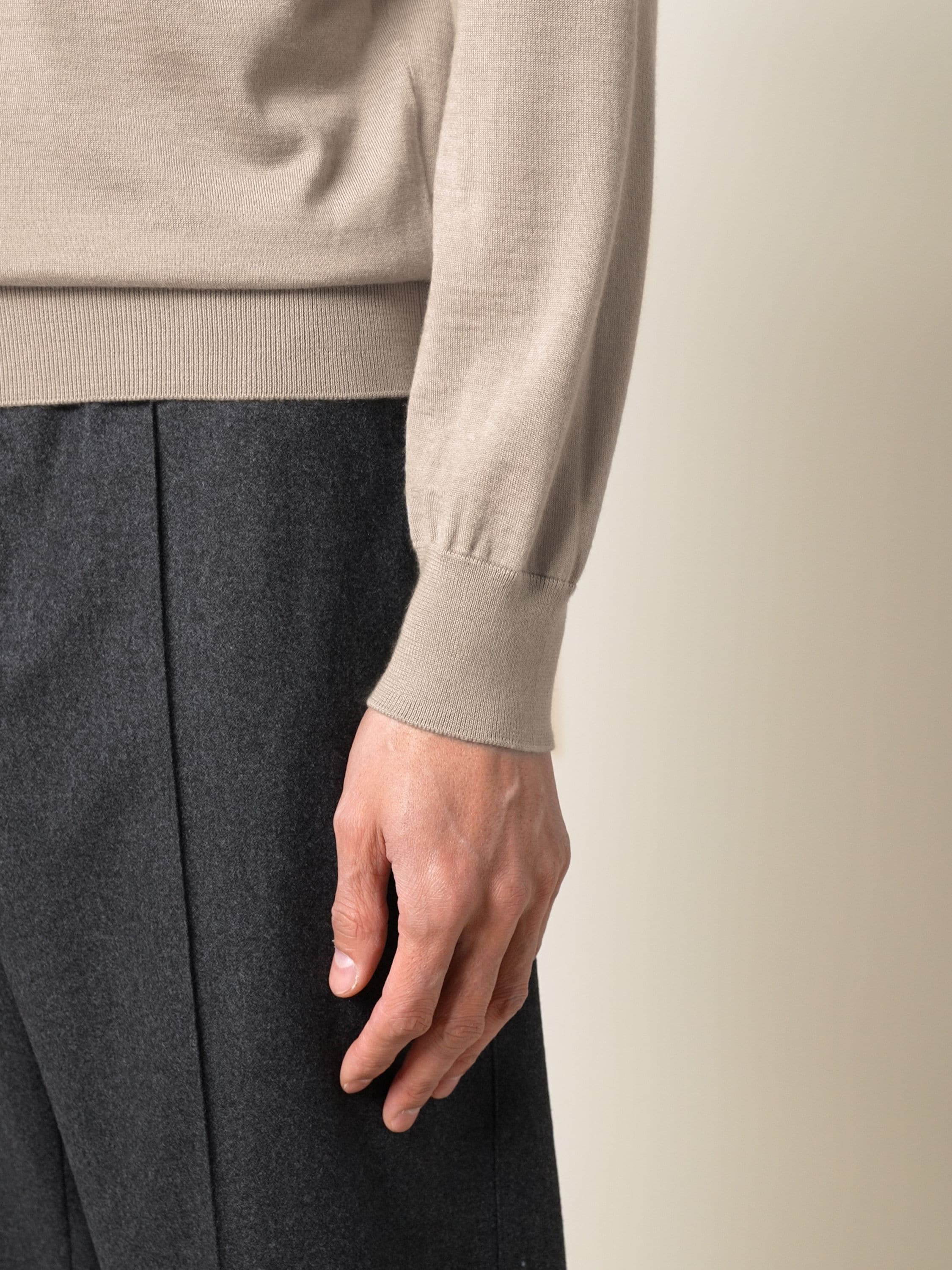 Light Taupe Mélange Cashseta Crewneck
