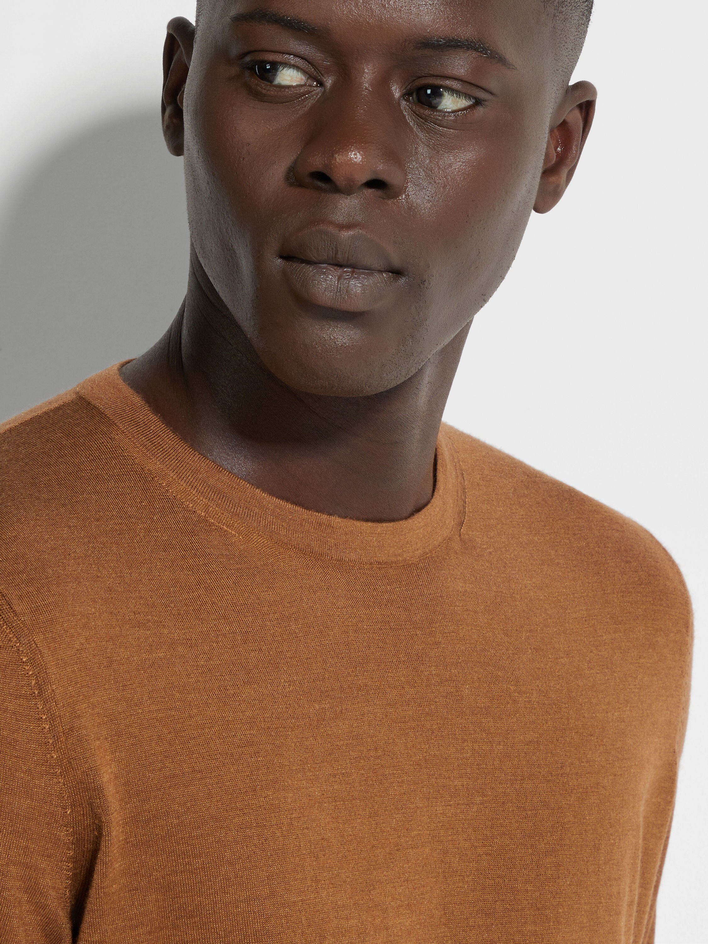 Dark Foliage Mélange Cashseta Crewneck Product detail photo #1