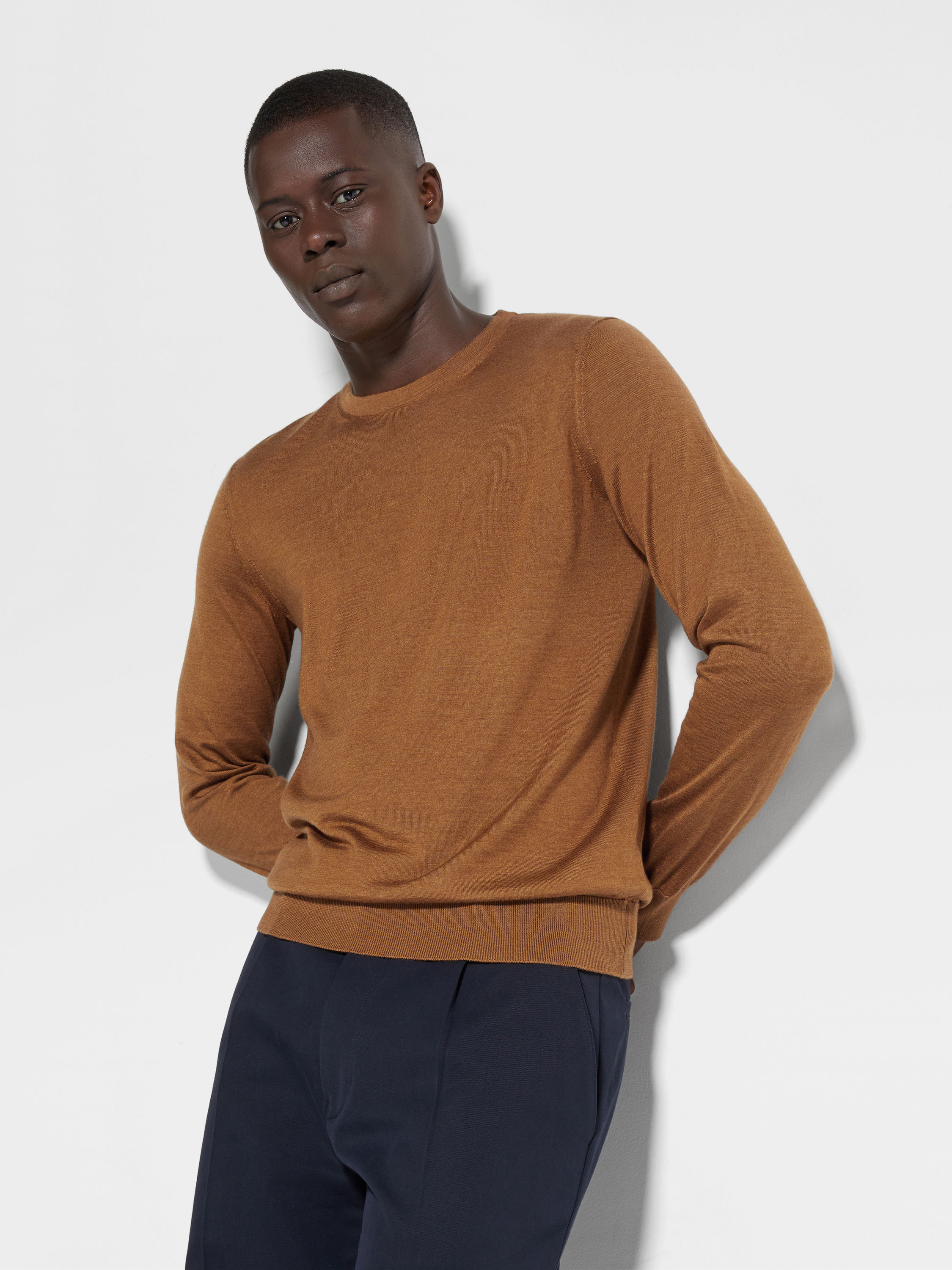 Dark Foliage Mélange Cashseta Crewneck Product detail photo #2