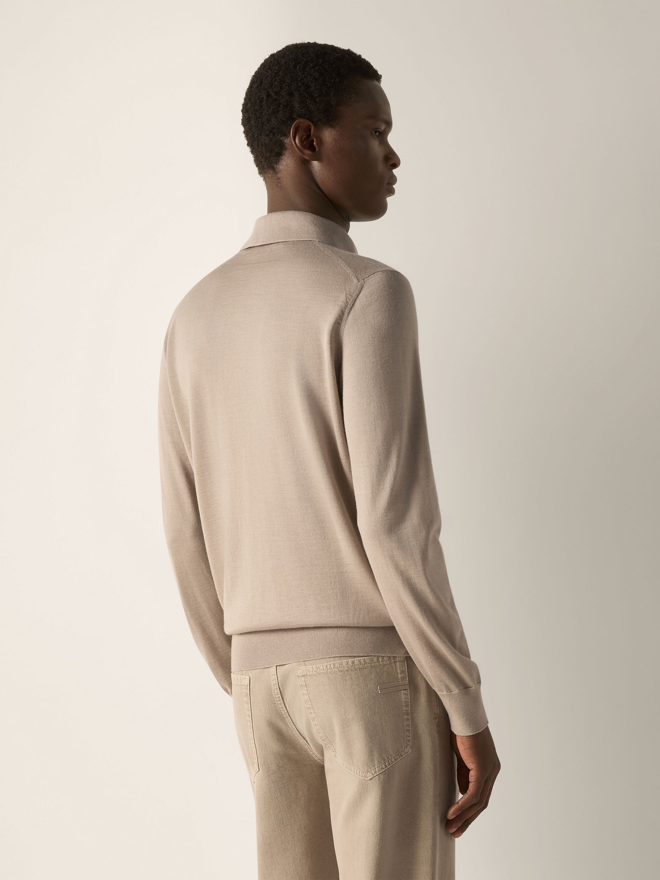 Light Taupe Mélange Cashseta Polo Shirt Product detail photo #5