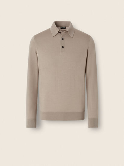 Light Taupe Mélange Cashseta Polo Shirt FW26 33478025 | Zegna NO