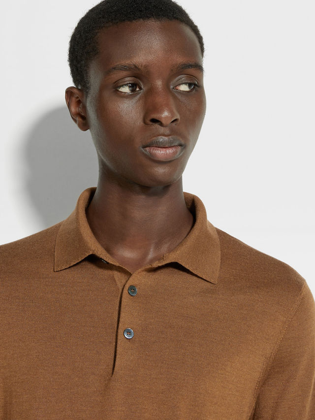 Dark Foliage Mélange Cashseta Polo Shirt Product detail photo #1