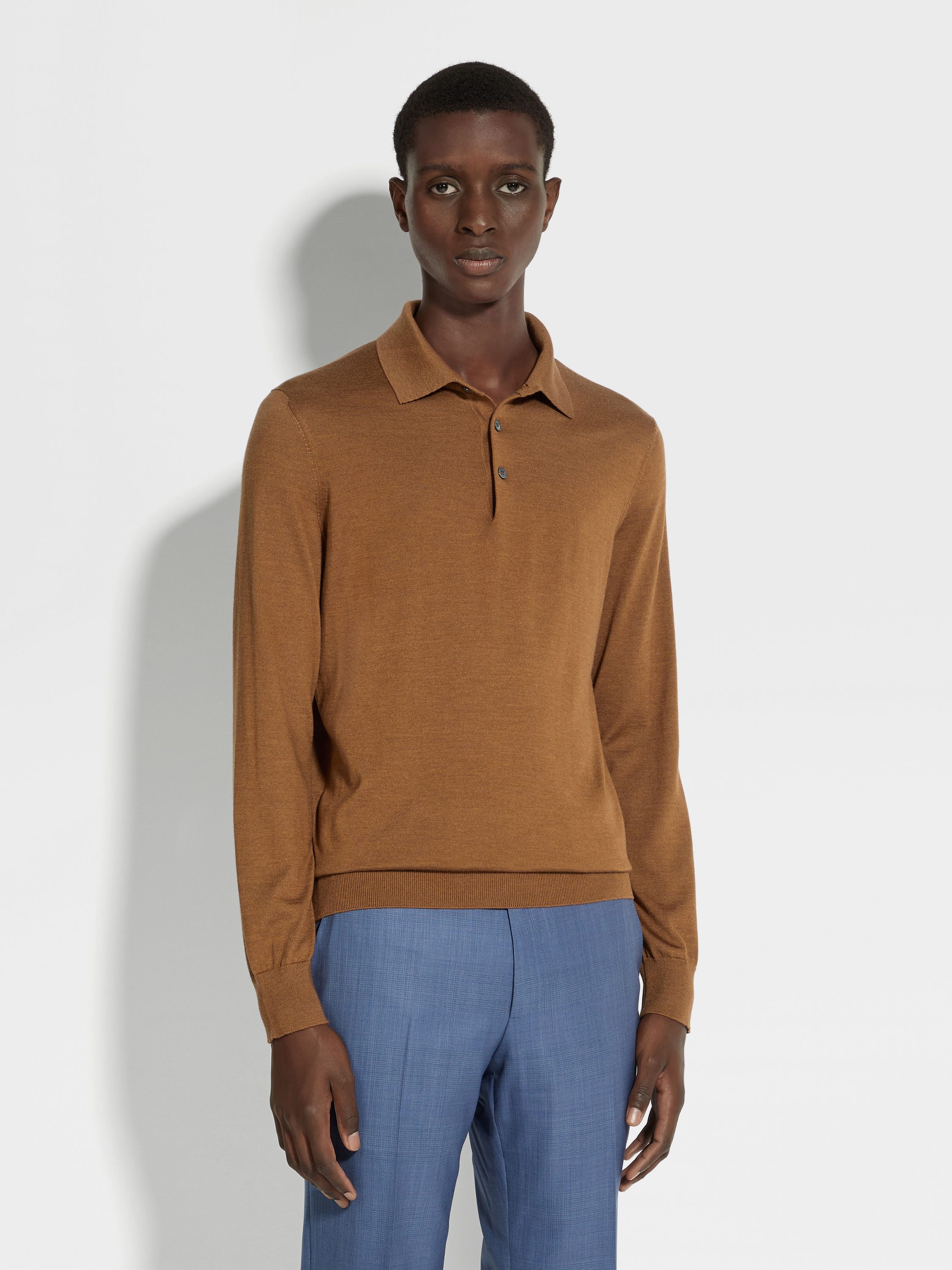 Dark Foliage Mélange Cashseta Polo Shirt Product detail photo #3