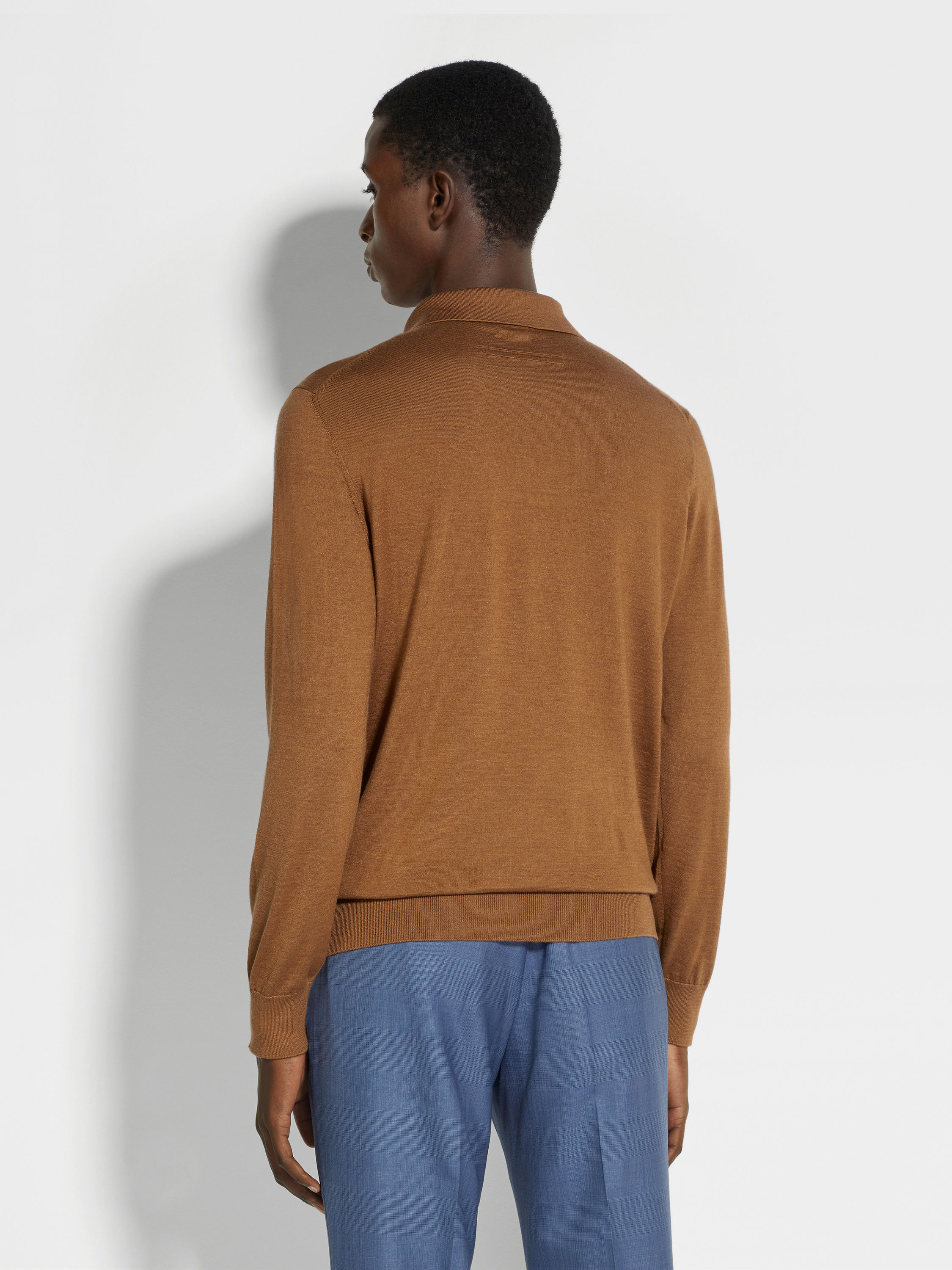 Dark Foliage Mélange Cashseta Polo Shirt Product detail photo #4