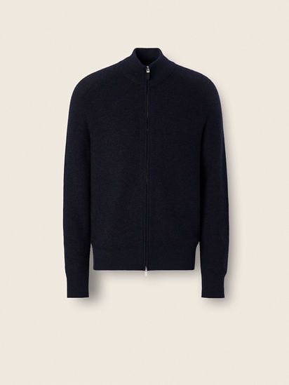 Navy Blue Cashseta Full Zip Cardigan FW26 39335229 | Zegna RO