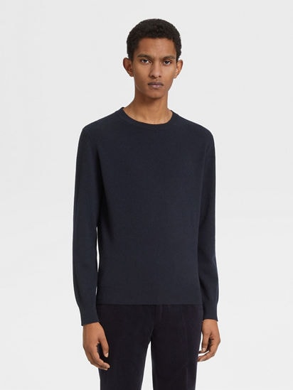 Navy Blue Mélange Oasi Cashmere Crewneck SS25 22884988 Navy Blue Mélange Oasi Cashmere Crewneck SS25 22884988