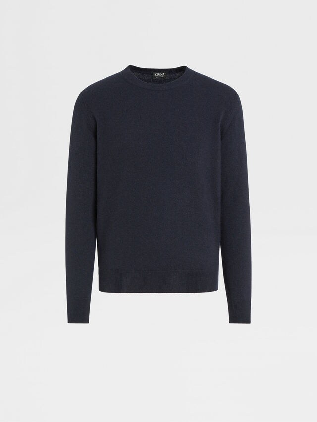 Navy Blue Mélange Oasi Cashmere Crewneck Main product photo