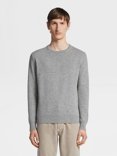 Grey Mélange Oasi Cashmere Crewneck SS25 22884976 | Zegna US Grey Mélange Oasi Cashmere Crewneck SS25 22884976 | Zegna US