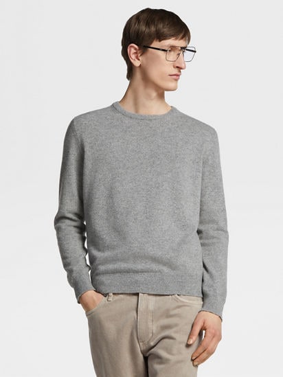 Grey Mélange Oasi Cashmere Crewneck SS25 22884976 | Zegna US Grey Mélange Oasi Cashmere Crewneck SS25 22884976 | Zegna US