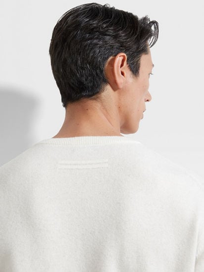 White Mélange Oasi Cashmere Crewneck SS25 22884989 | Zegna US White Mélange Oasi Cashmere Crewneck SS25 22884989 | Zegna US