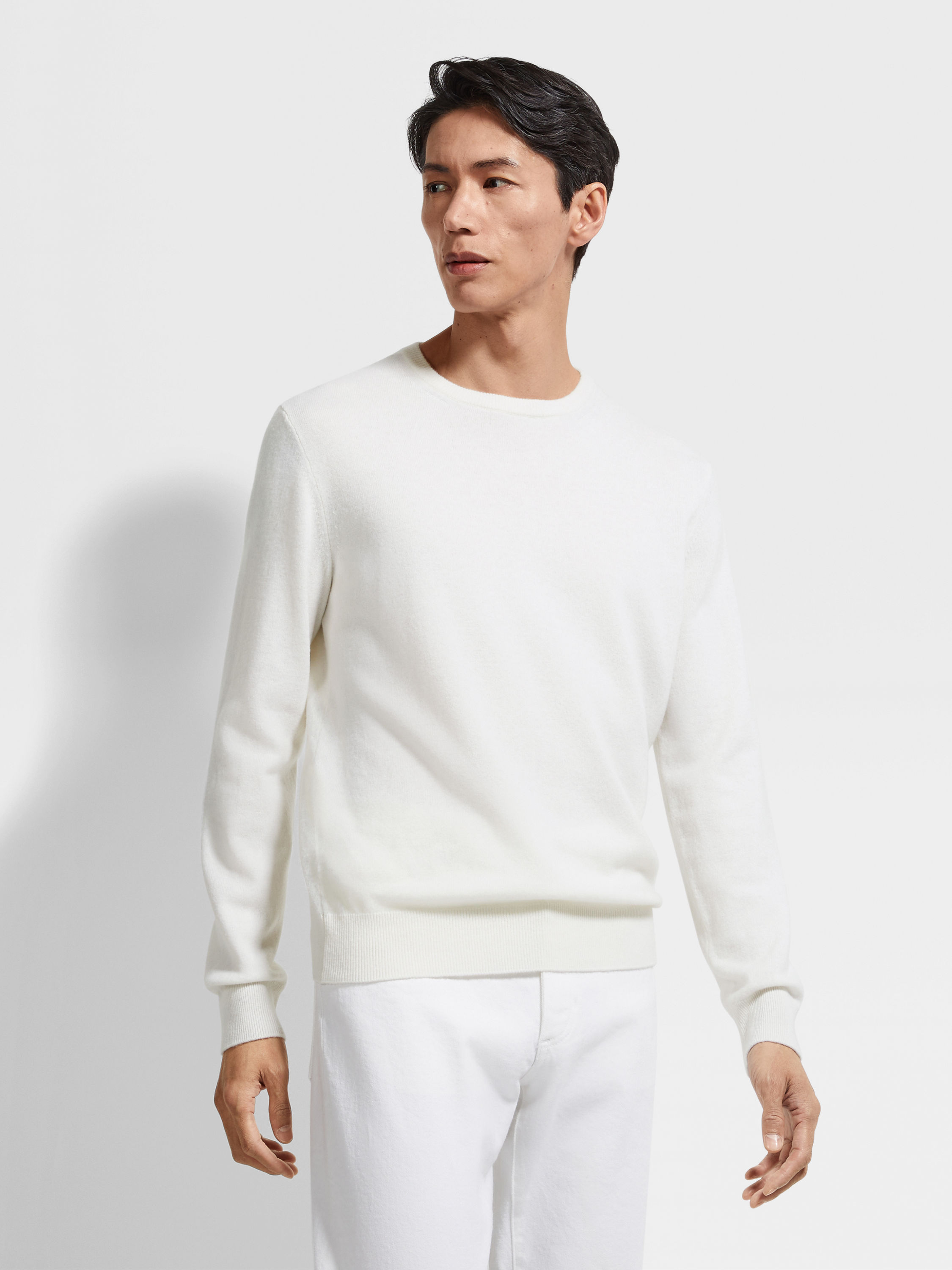 Suéter de Cuello Redondo en Oasi Cashmere Blanco Mixto Foto #2 de detalle del producto