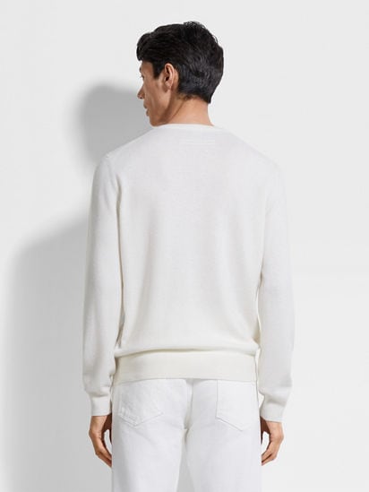 White Mélange Oasi Cashmere Crewneck SS25 22884989 | Zegna US White Mélange Oasi Cashmere Crewneck SS25 22884989 | Zegna US
