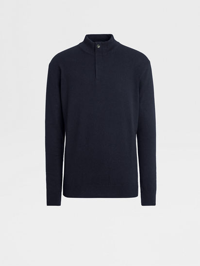 Zipped mock shop neck jumper