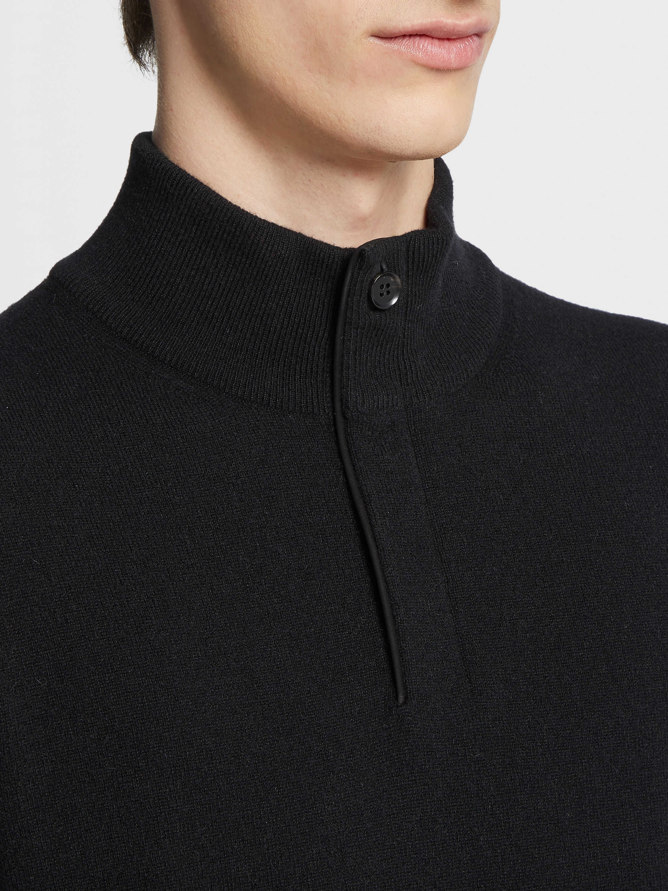 Black Oasi Cashmere Zip Mock Neck Sweater Product detail photo #3
