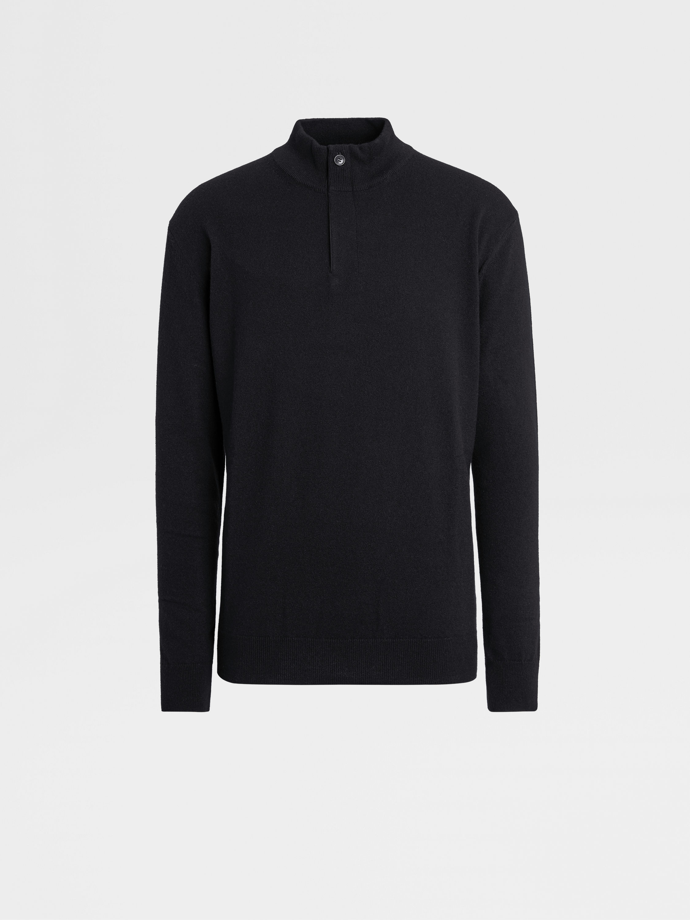 Navy Blue Oasi Cashmere Zip Mock Neck Sweater FW24 22504643 | Zegna MX