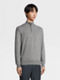 Grey Mélange Oasi Cashmere Zip Mock Neck Sweater Product detail photo #1