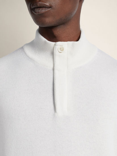 White Mélange Oasi Cashmere Zip Mock Neck Sweater FW25 22504653