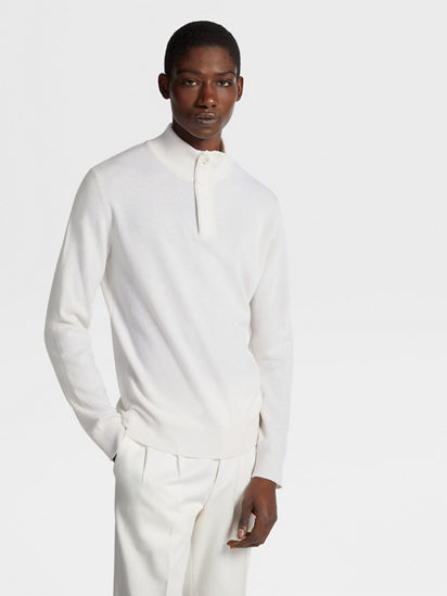 カットソー White Mélange Oasi Cashmere Zip Mock Neck Sweater FW25 22504653