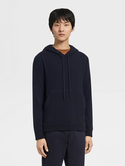 Navy cashmere online hoodie