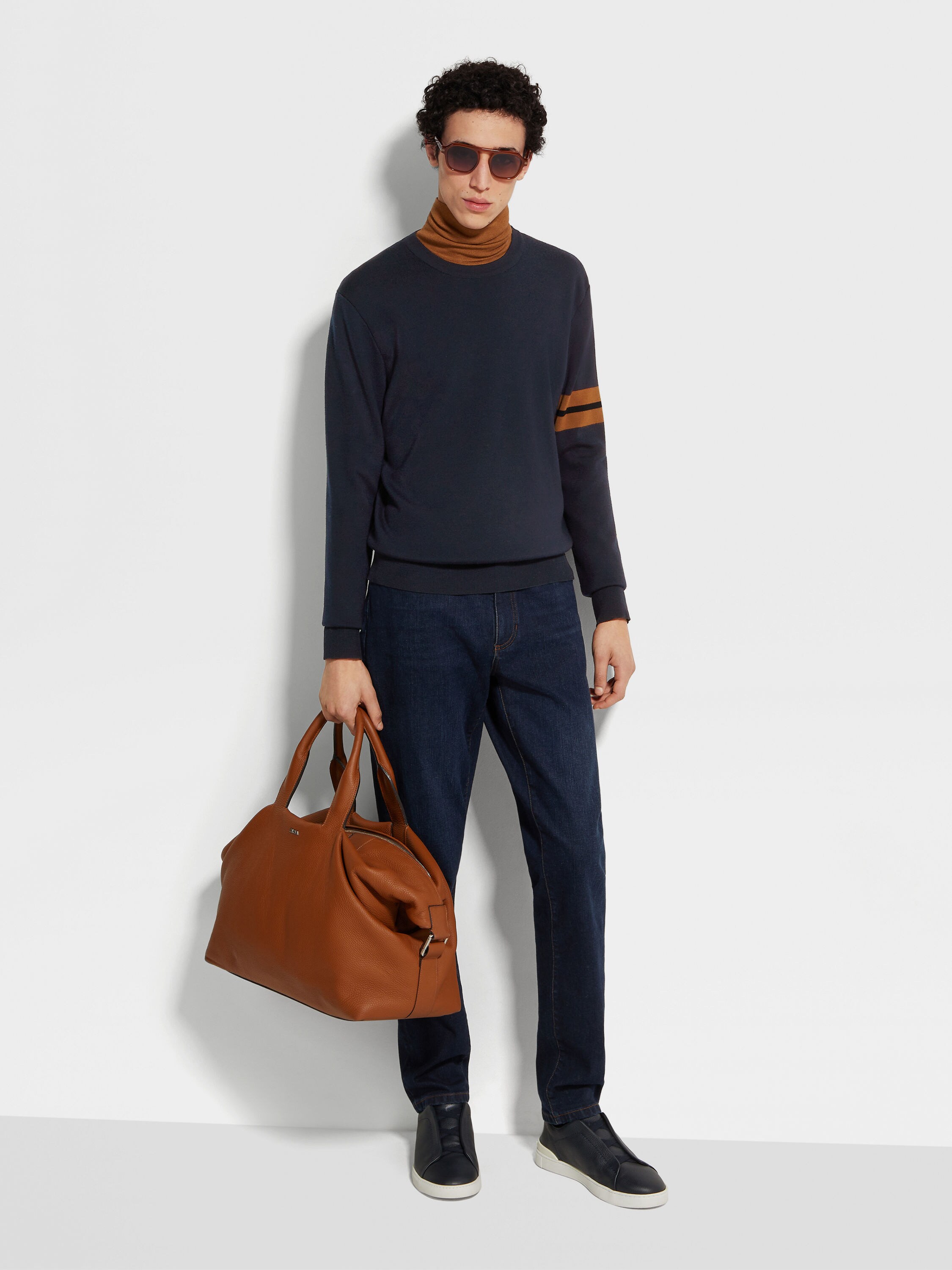 Navy Blue High Performance™ Wool Crewneck Product detail photo #2