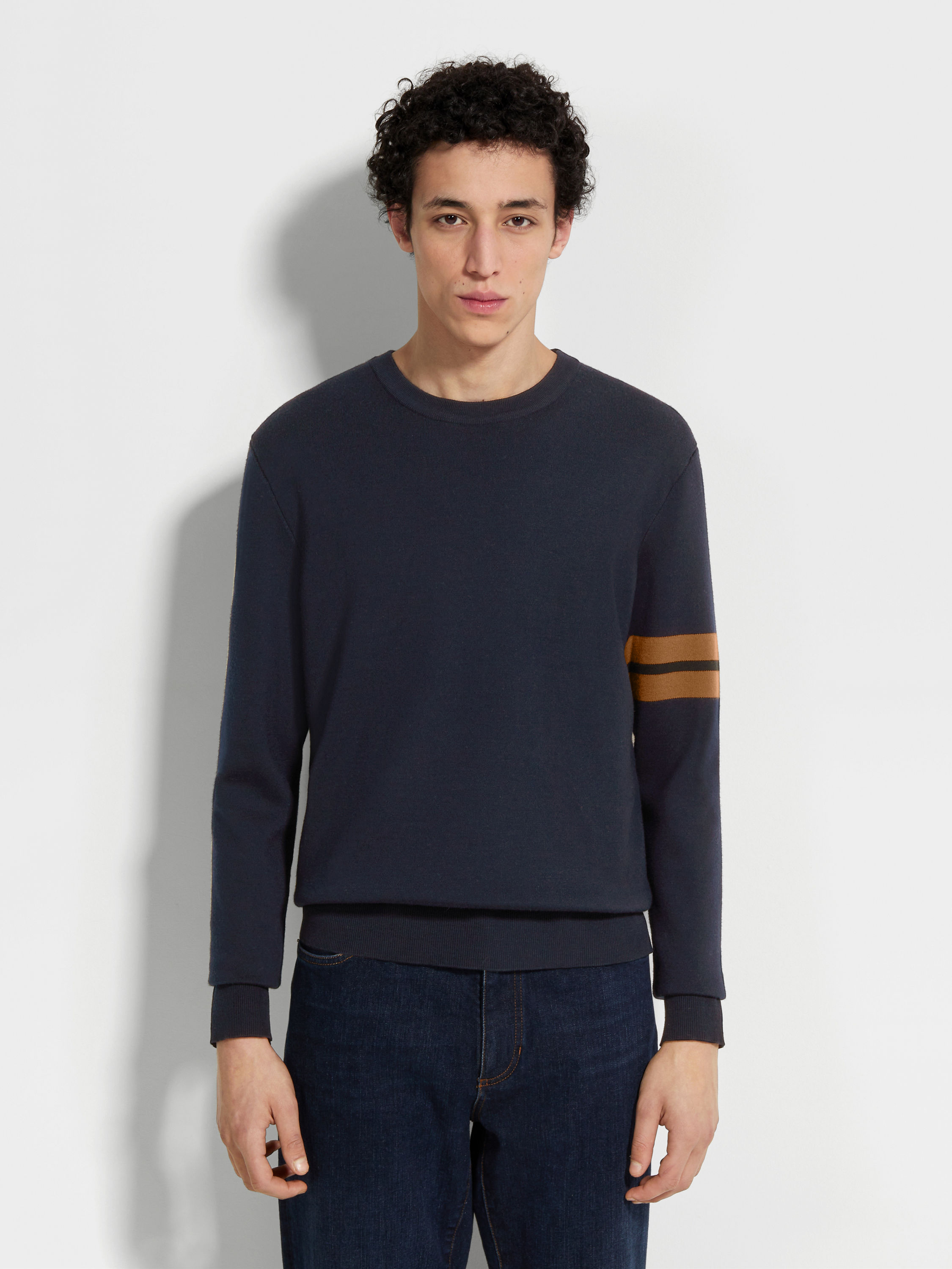 Navy Blue High Performance™ Wool Crewneck Product detail photo #3