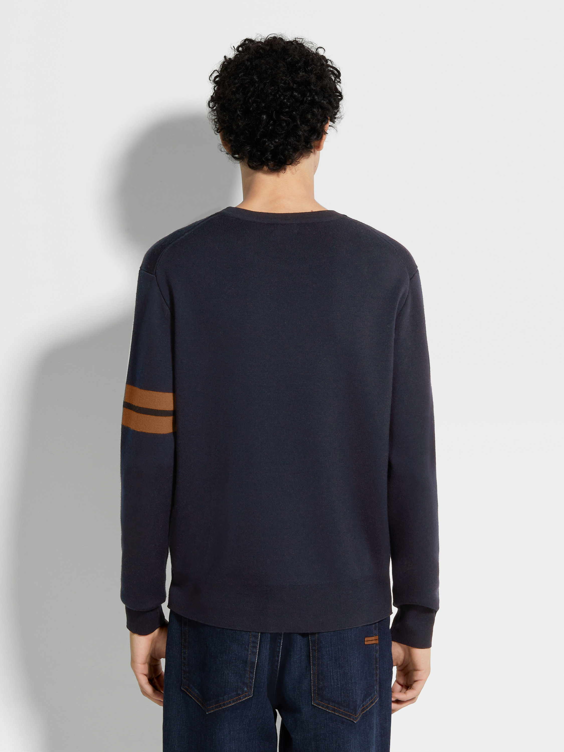 Navy Blue High Performance™ Wool Crewneck Product detail photo #4