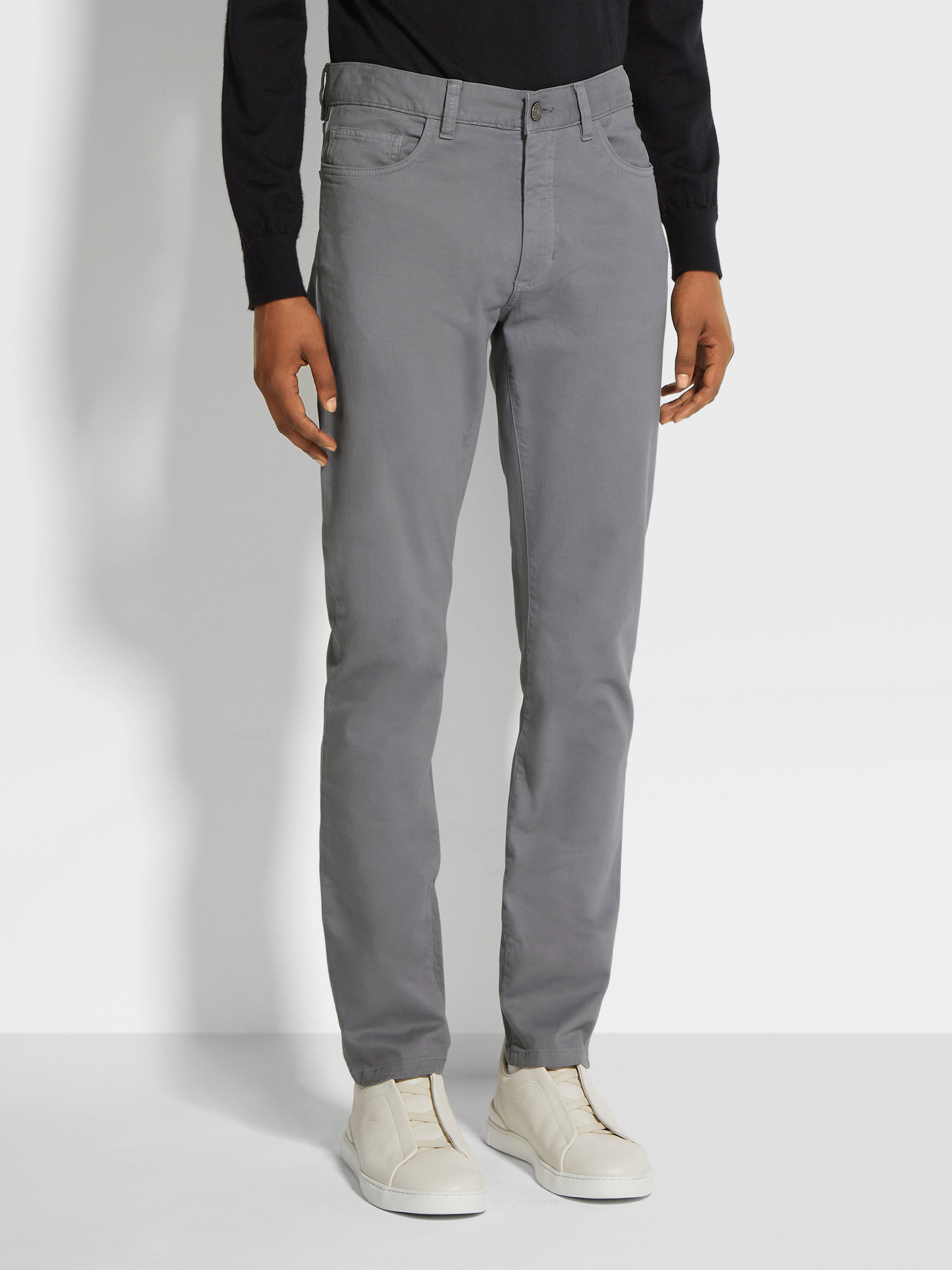 Jeans Roccia in Cotone Elasticizzato Grigio Chiaro Foto #3 di dettaglio del prodotto