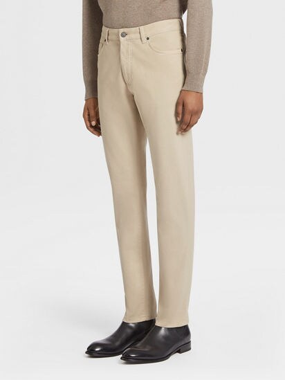 Beige Stretch Cotton Roccia Jeans SS24 22361886 | Zegna US