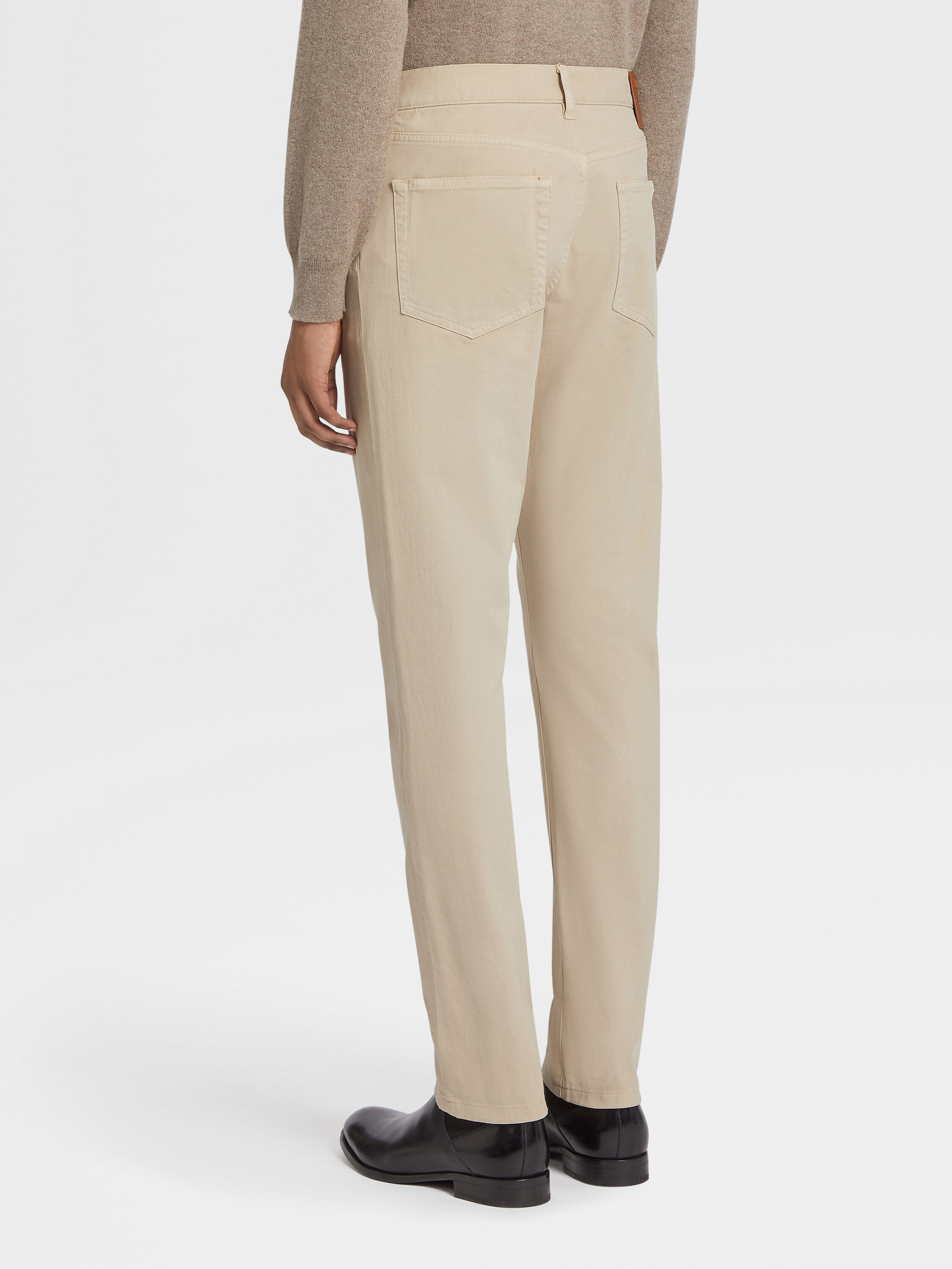 Vaqueros Roccia de Algodón Elástico Beige Foto #2 de detalle del producto