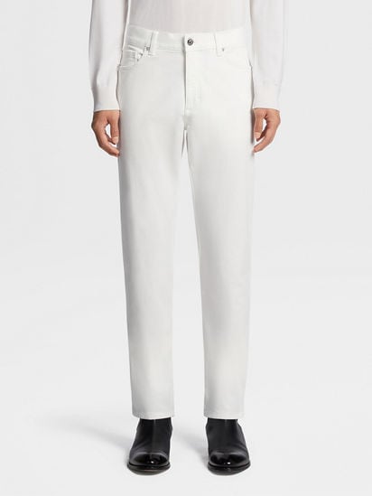 White Stretch Cotton Roccia Jeans SS25 22361901 | Zegna US White Stretch Cotton Roccia Jeans SS25 22361901 | Zegna US