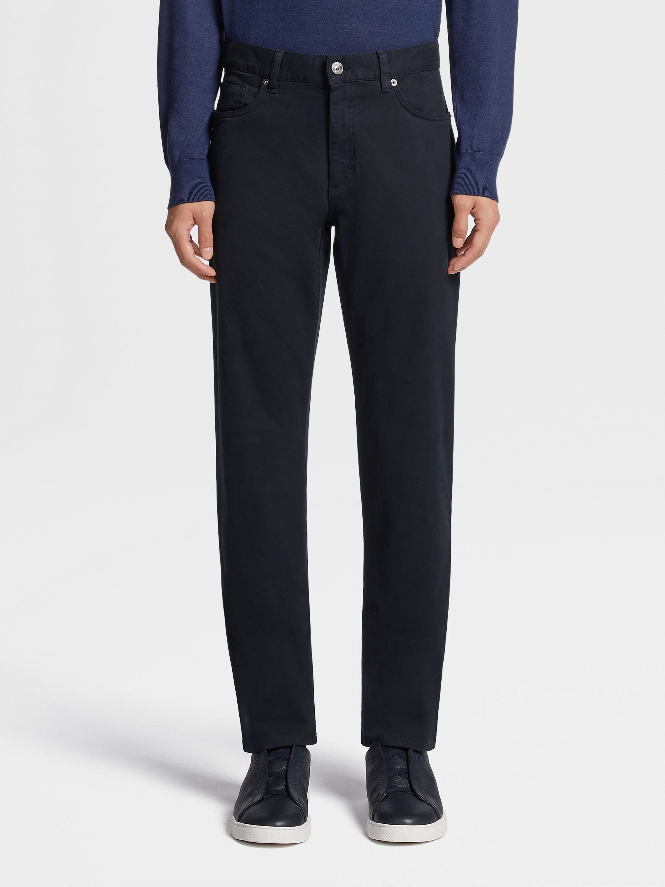 Vaqueros Roccia de Algodón Elástico Azul Marino Foto #1 de detalle del producto