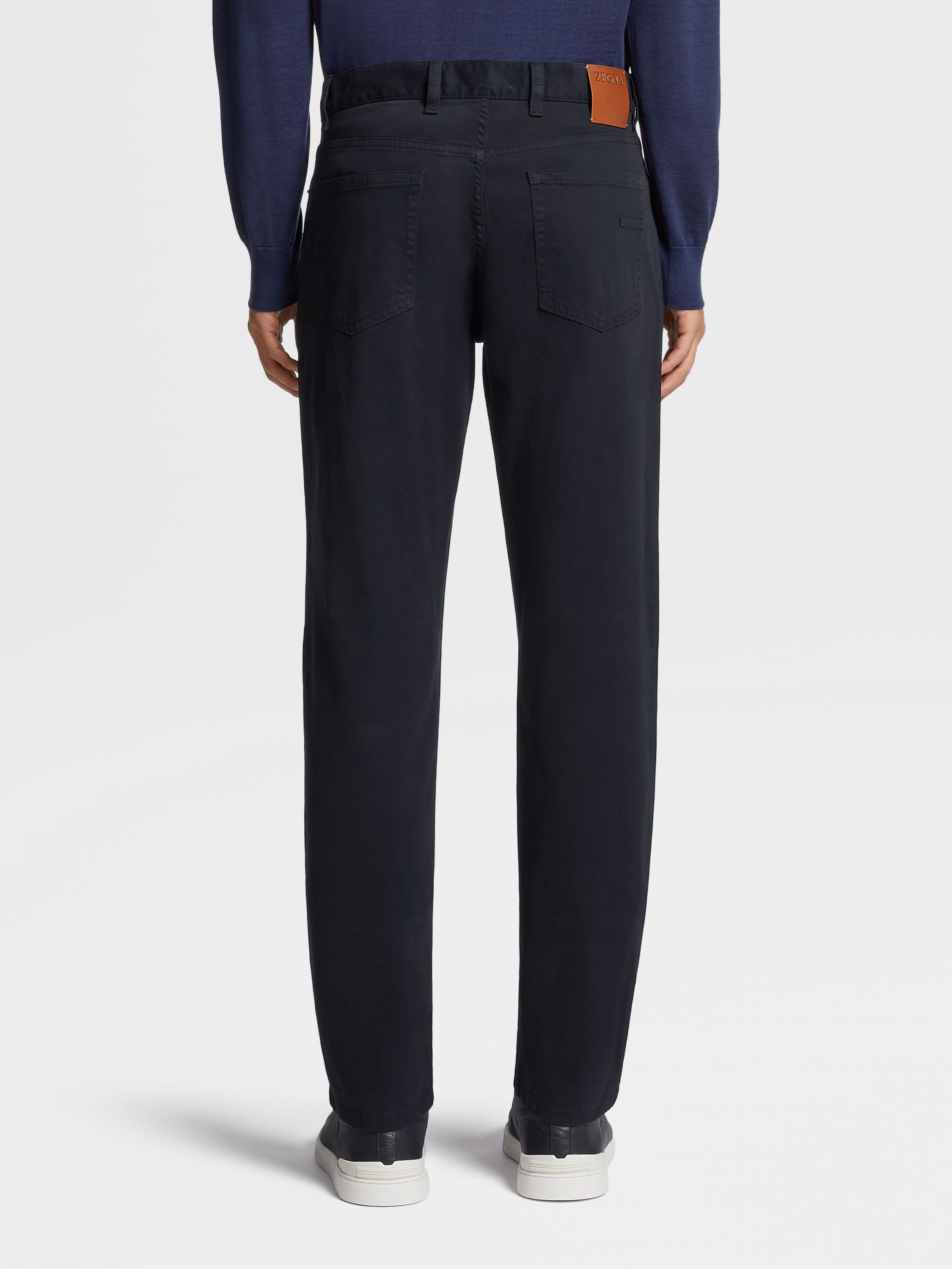 Vaqueros Roccia de Algodón Elástico Azul Marino Foto #2 de detalle del producto