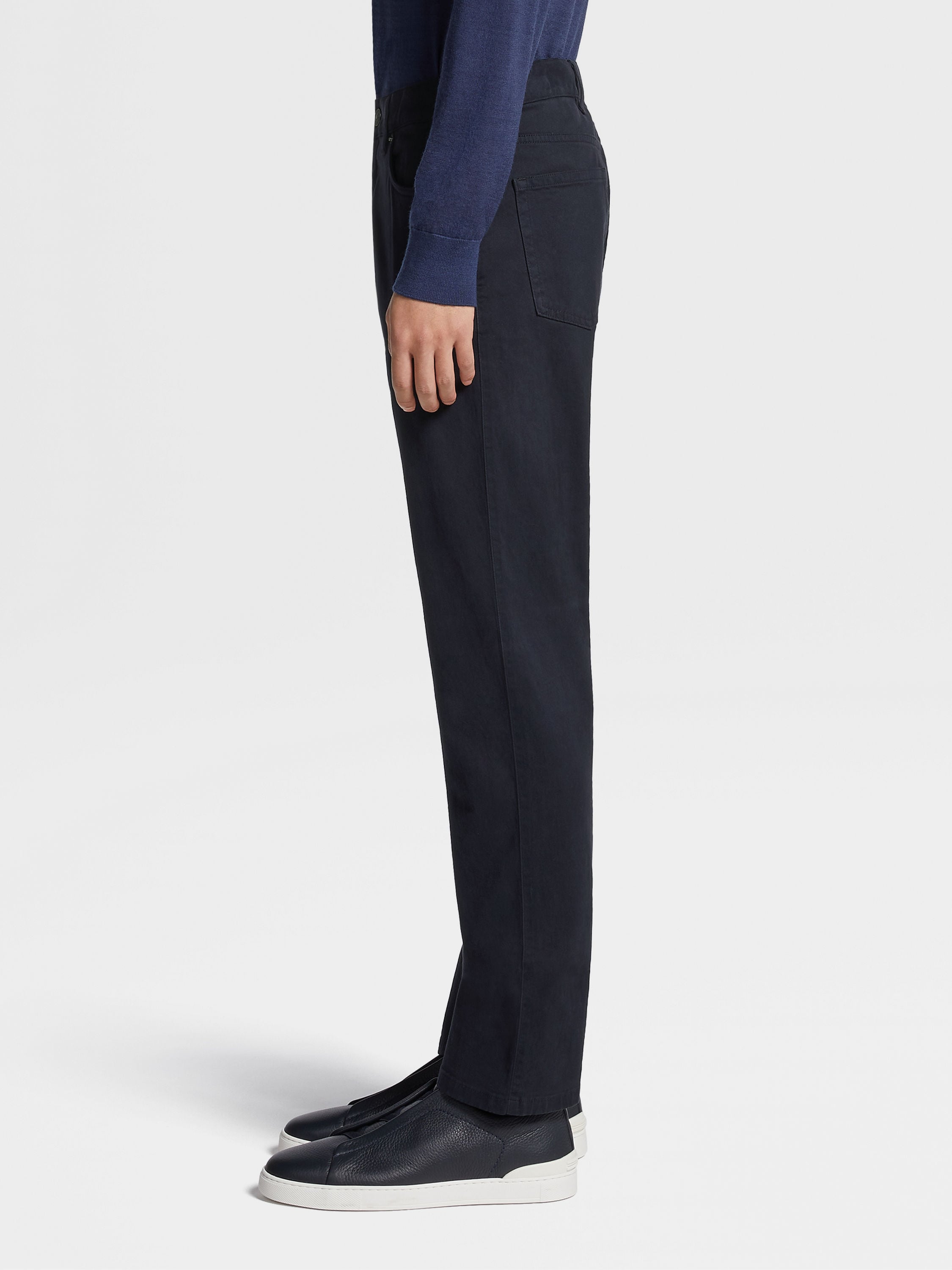 Vaqueros Roccia de Algodón Elástico Azul Marino Foto #3 de detalle del producto