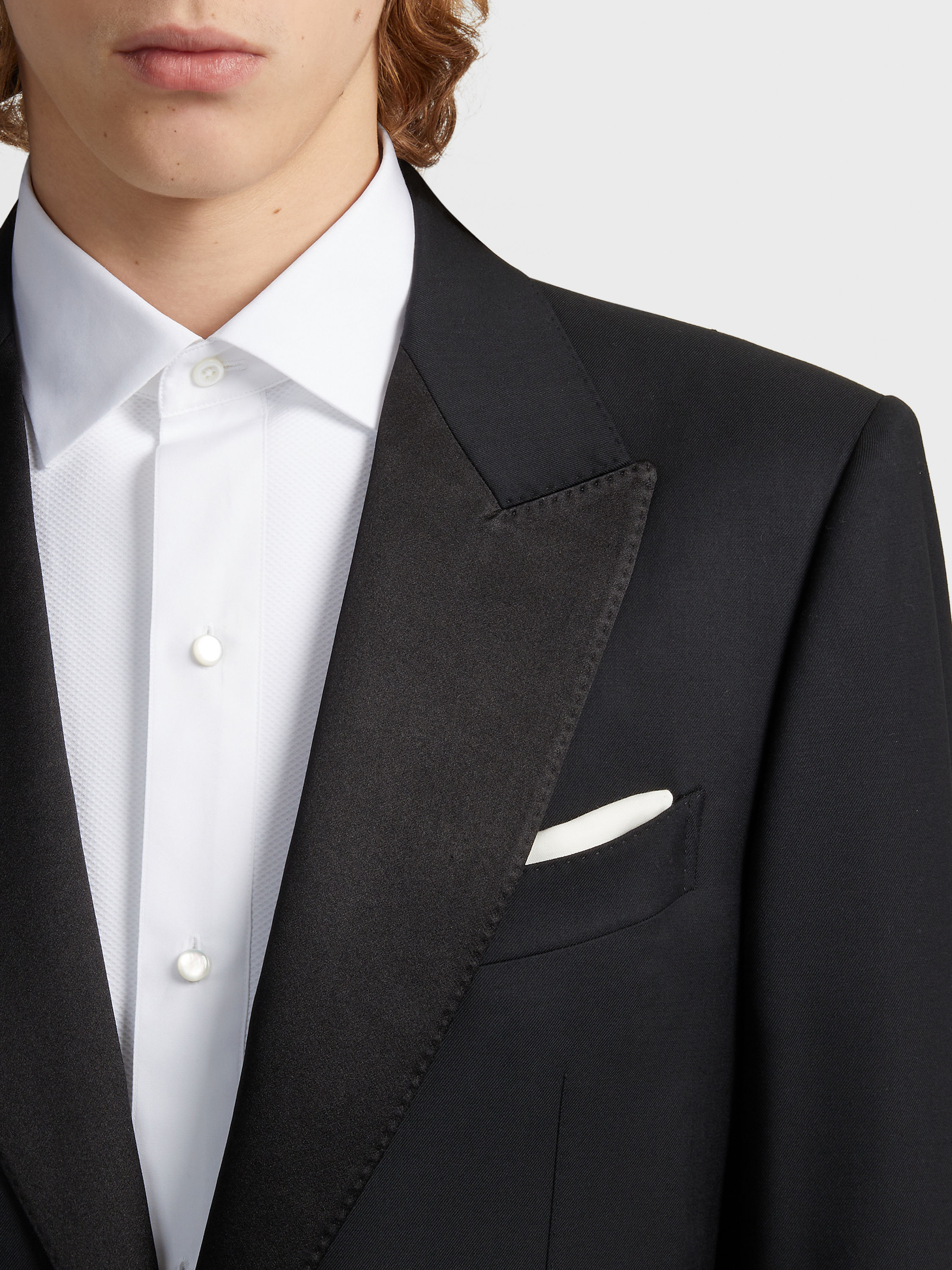 Einstecktuch aus Baumwolle und Seide in Weiß Detailfoto #2 des Produkts