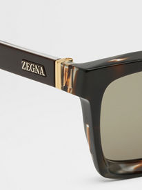 Striped Brown Acetate Sunglasses FW23 26928972 | Zegna FI