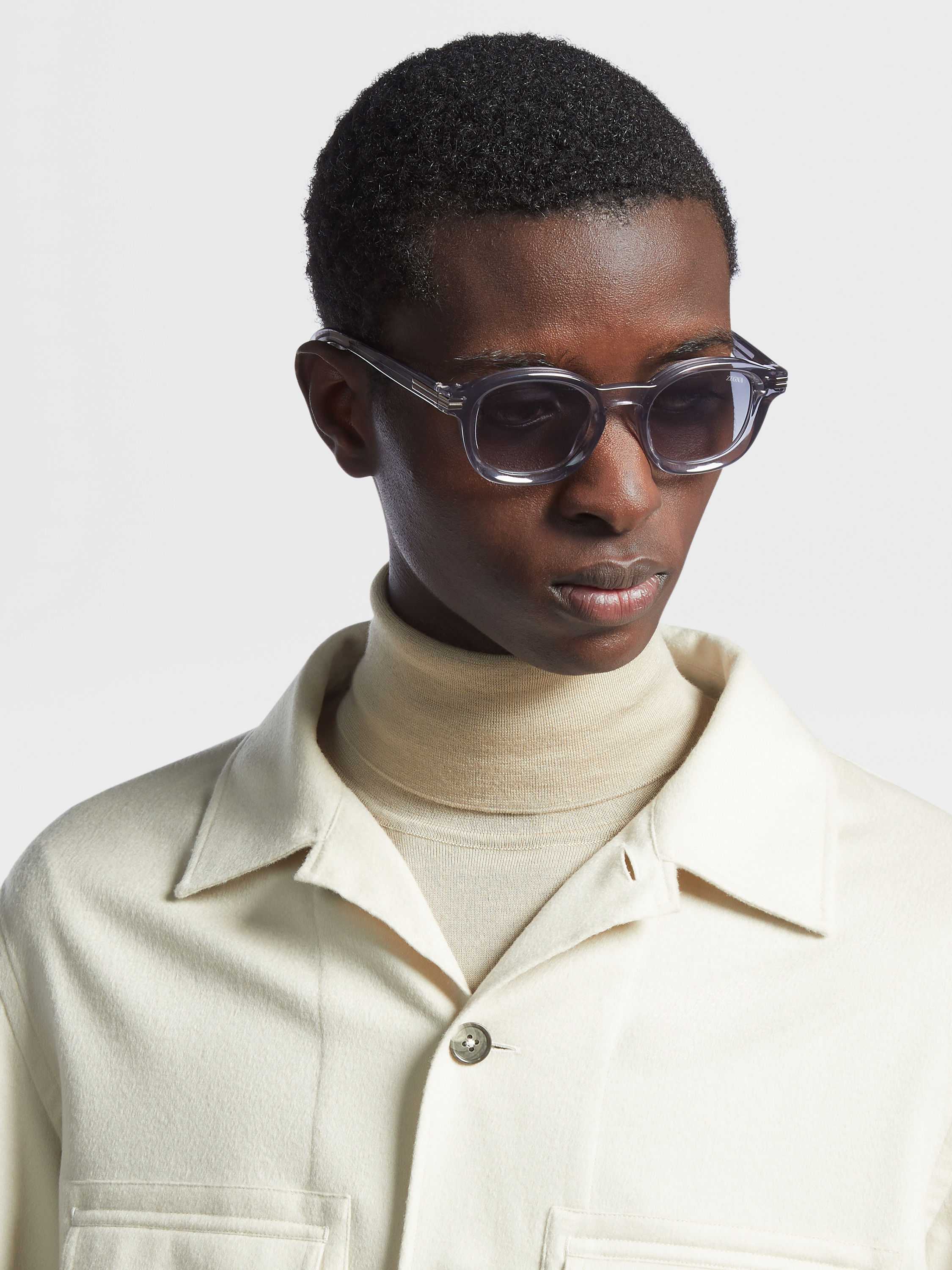 Transparent Grey Aurora I Acetate Sunglasses Product detail photo #3