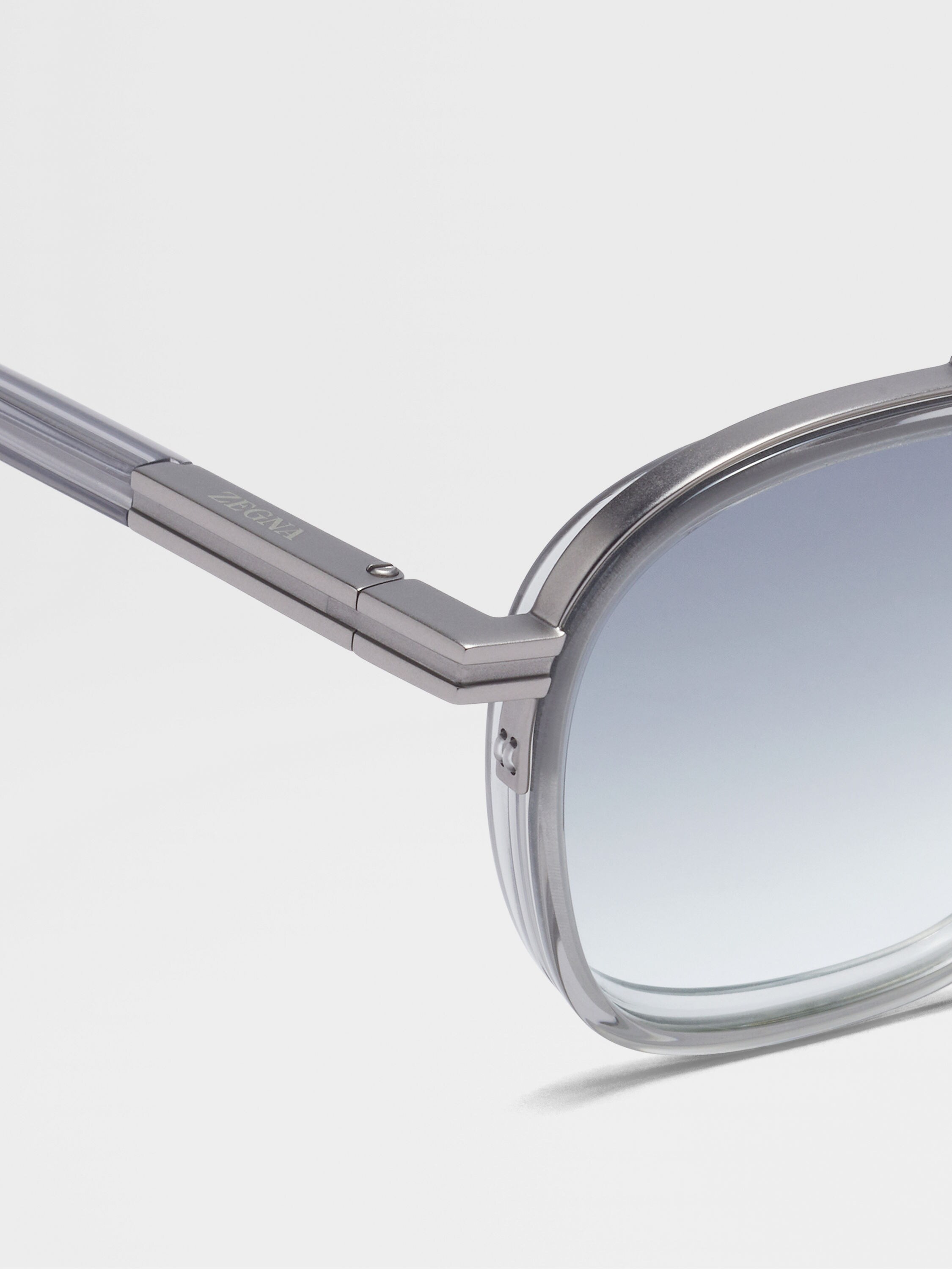 Transparent Light Grey Orizzonte I Acetate and Metal Sunglasses Product detail photo #1