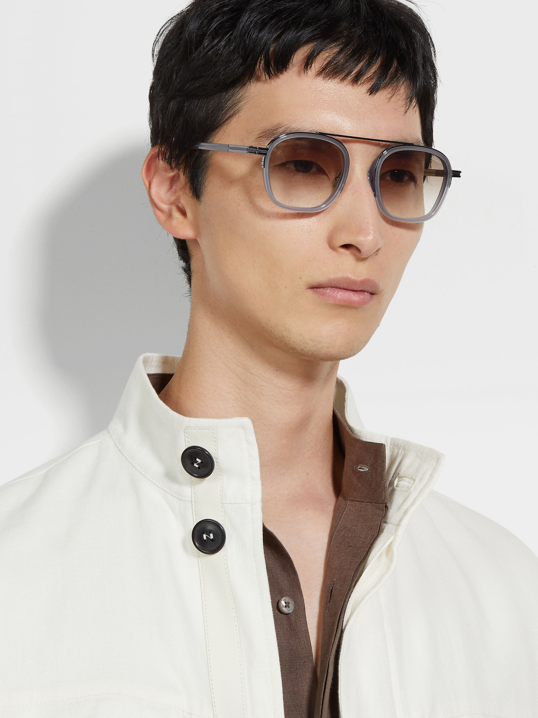 Grey Orizzonte I Acetate and Metal Sunglasses Product detail photo #3