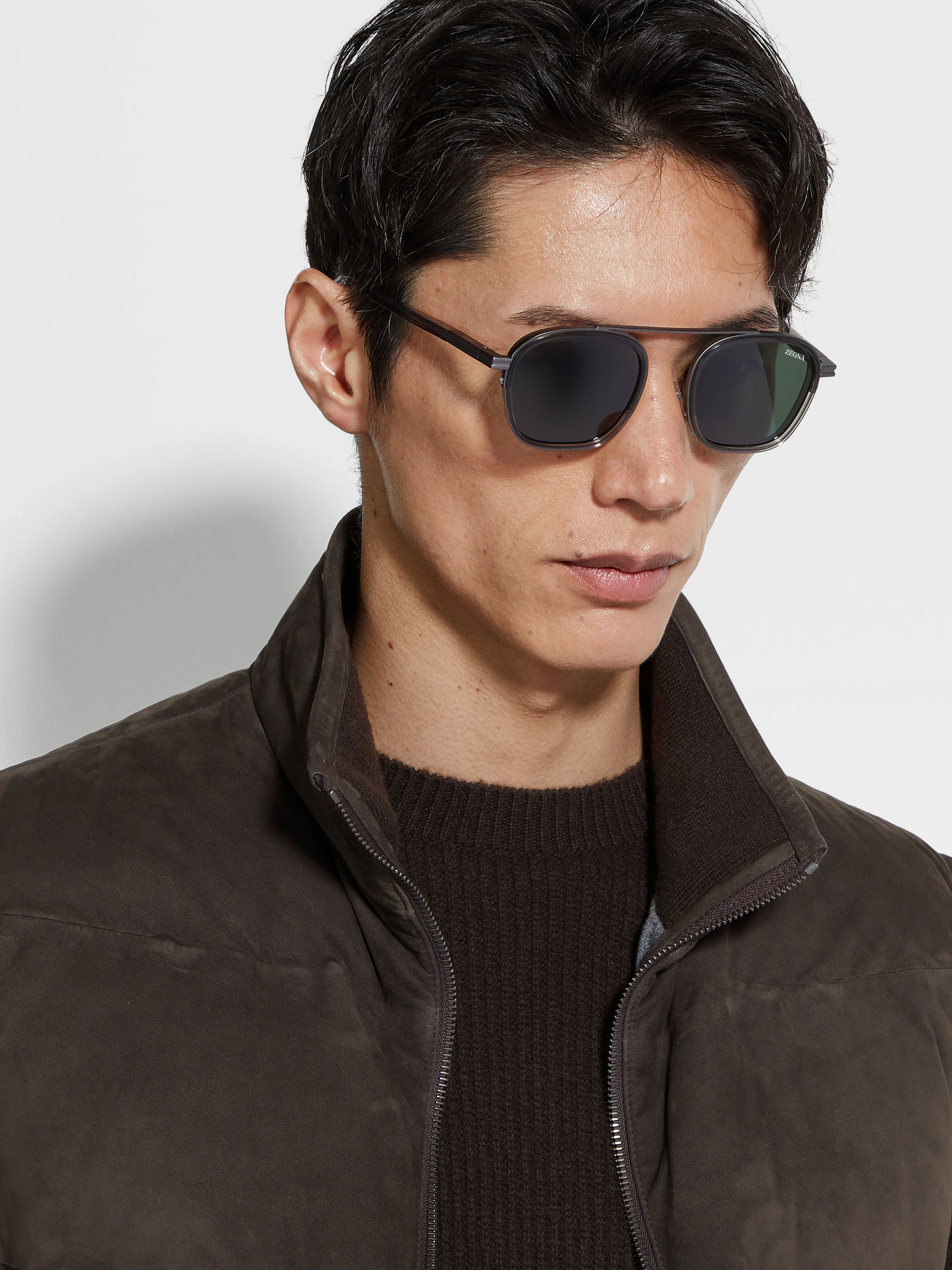 Transparent Dark Grey Orizzonte I Acetate and Metal Sunglasses Product detail photo #3