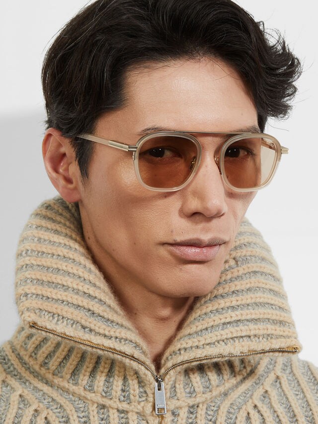 Transparent Dark Grey Orizzonte I Acetate and Metal Sunglasses Product detail photo #3