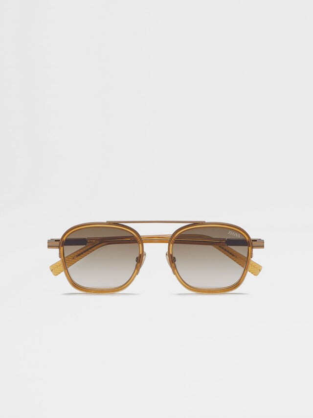 Transparent Golden Syrup Orizzonte I Acetate and Metal Sunglasses Main product photo
