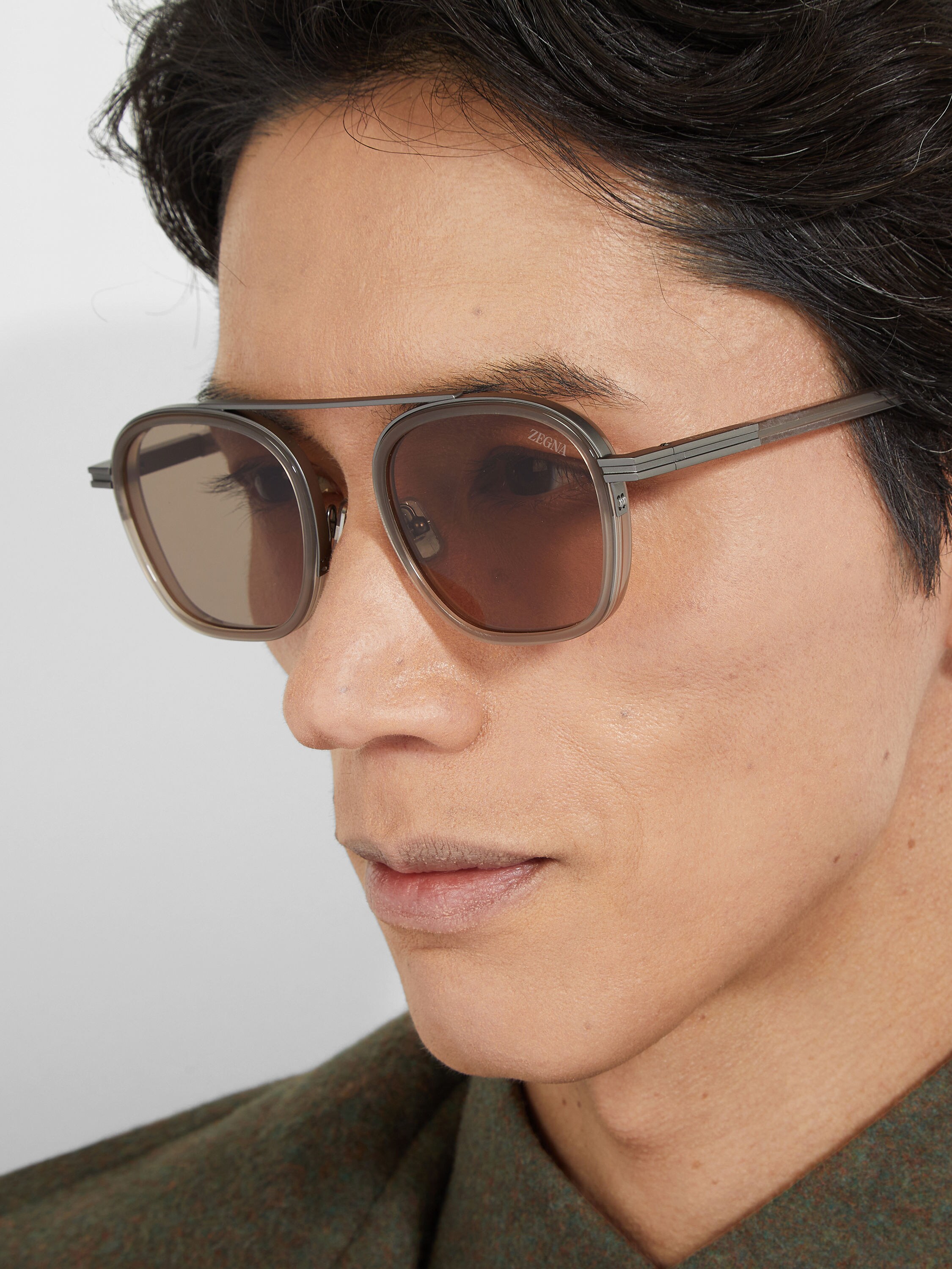 Light Brown Orizzonte I Acetate and Metal Sunglasses Product detail photo #3