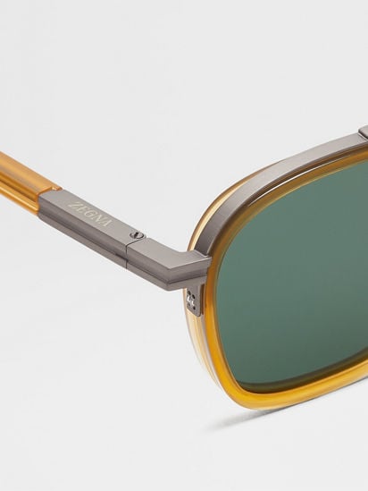 Dark Yellow Orizzonte I Acetate and Metal Sunglasses SS25 Dark Yellow Orizzonte I Acetate and Metal Sunglasses SS25