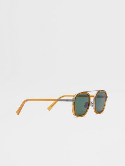 Dark Yellow Orizzonte I Acetate and Metal Sunglasses FW25 34030664