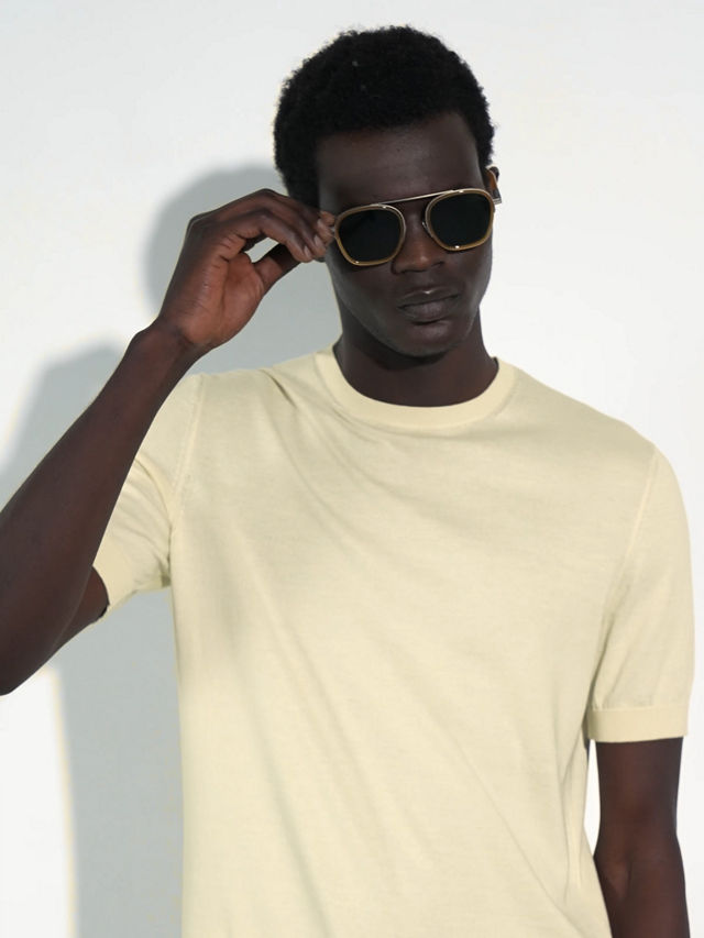 Dark Yellow Orizzonte I Acetate and Metal Sunglasses