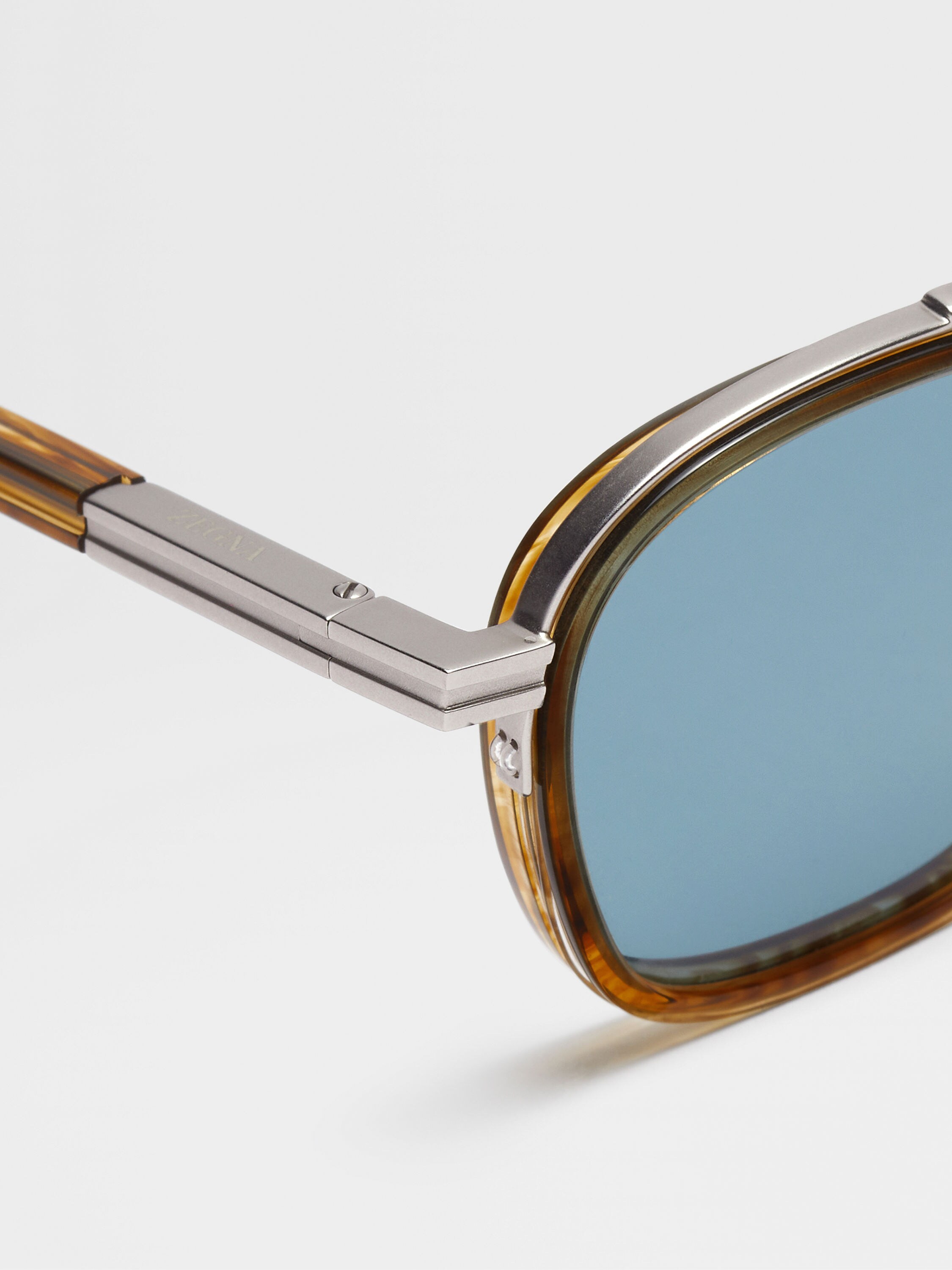 Transparent Light Brown Havana Orizzonte I Acetate and Metal Sunglasses Product detail photo #1